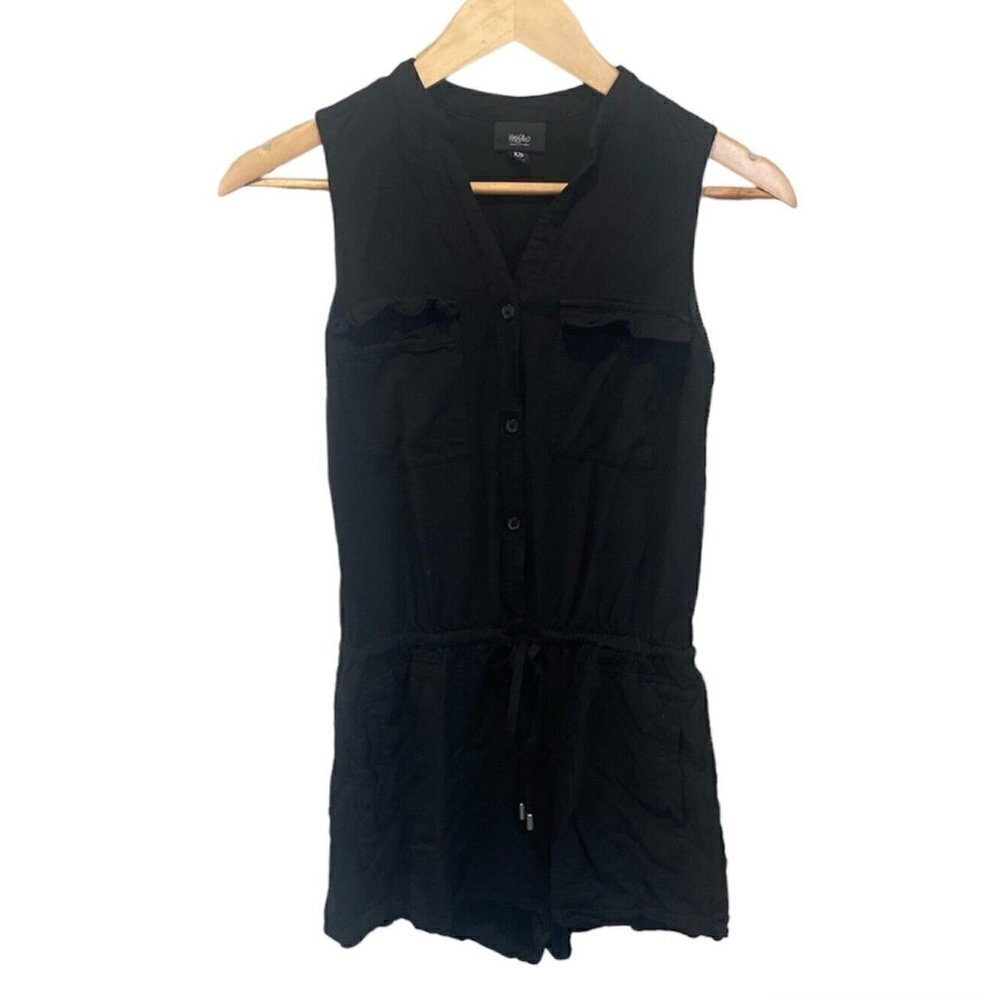 Mossimo Women's  One Piece Romper V Neck Drawstring Waist Black  Size XS